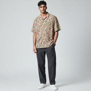 Netflix Stranger‎ Things Jim Hopper Hawaiian Shirt XS Pink Green Costume